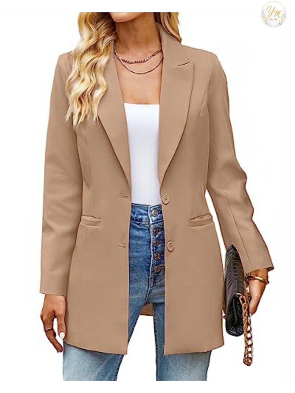 Women's Business Blazer Long Sleeve Button Casual Work Jacket